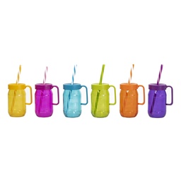 [230040823] Jarro de vidrio colores con bombilla 370ml